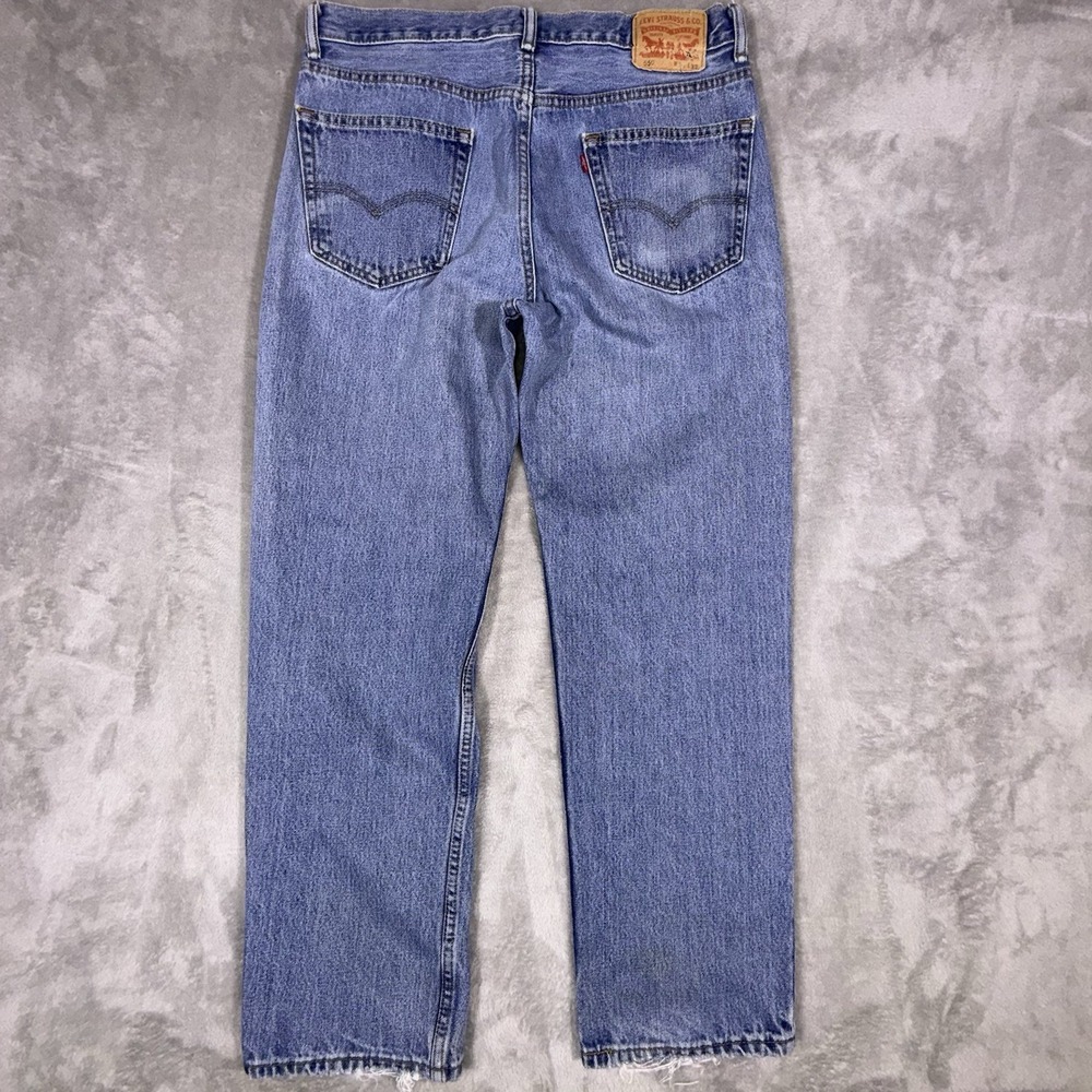 Levis 550 Jeans Mens 36x32 Blue Medium Wash Relaxed Tapered Denim Casual - Picture 5 of 13